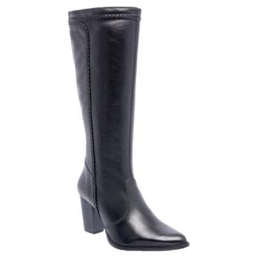 Imagem de Bota Feminina Preta Cano Alto em Couro 7081 - Madok, 37