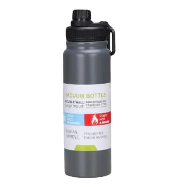 Imagem de Garrafa Térmica Inox 800ml Antivazamento com Bico Esportivo e Alça | Squeeze Água Quente Fria Academia, Escritório, Esporte e Viagem (Cinza)