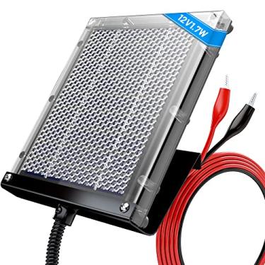 Imagem de POWOXI Painel solar de 12 V 1,7 W para recarregar bateria de alimentador de cervos à prova d'água carregador solar externo com suporte de montagem (painel solar de alimentador de veado de 12 V 1,7 W)