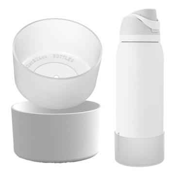Imagem de OAWEEN 2 peças de bota de silicone para garrafa de água Owala FreeSip 1,134 g diâmetro inferior 9 cm - 9,8 cm manga protetora antiarranhões para beber grátis 1,134 g capa transparente antiderrapante
