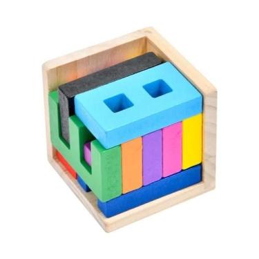 Imagem de Cubo Mágico Educacional De Madeira Para Lógica Matemática, Quebra-Cabe