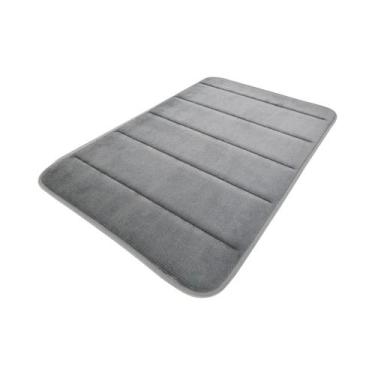 Imagem de Tapete De Banho Em Veludo Coral Com Padrão Geométrico, Antiderrapante,