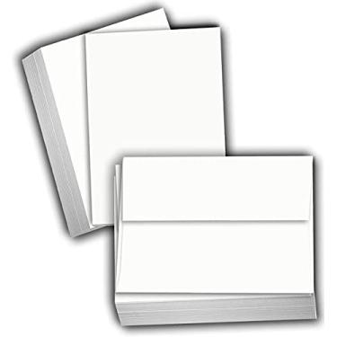 Imagem de Hamilco Papel grosso branco cartolina - 11,4 cm x 15,9 cm A6 em branco com índice de notas e cartões postais - cartolina de 45 kg para impressora (pacote com 100 envelopes)
