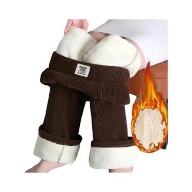 Imagem de Calças Femininas De Cintura Alta Em Fleece Térmico Com Pernas Retas Pa