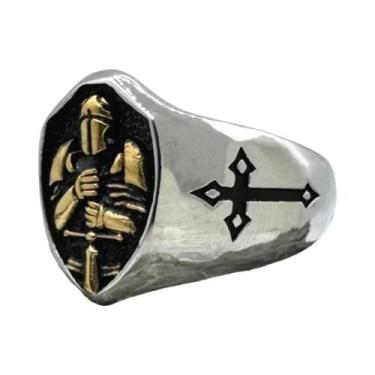 Imagem de Anel Cruzado Hero Man Solid Warrior Em Aço Inoxidável 316L Tamanho 7-1