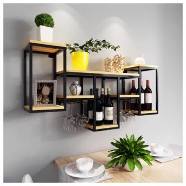 Imagem de Prateleiras de bar montadas na parede, prateleira de licor de tubo industrial, suporte de garrafa flutuante e rack de vinho para cozinha, casa e bar - solução de armazenamento elegante