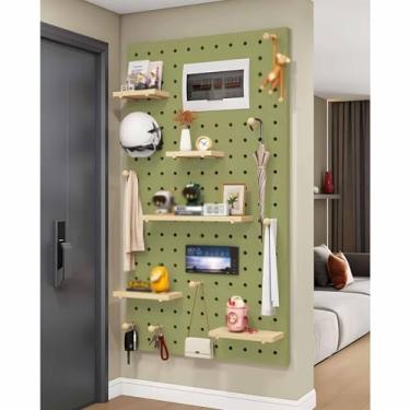 Imagem de Organizador de parede de madeira para armazenamento de ferramentas de garagem e organização de escritório - painel de exibição de parede, bege, 12 mm de espessura