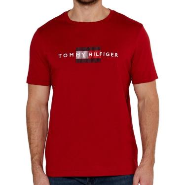 Imagem de Camiseta Tommy Hilfiger Logo Bandeira Bordado Vermelha-Masculino