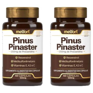 Imagem de Kit 2x Pinus Pinaster Resveratrol MSM Vitaminas C E K2 60 Caps 500mg Melfort-Unissex
