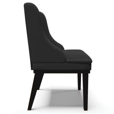 Imagem de Kit 2 Cadeiras Estofadas Sala De Jantar Base Fixa De Madeira Preto Lia Sintético Preto - Ibiza