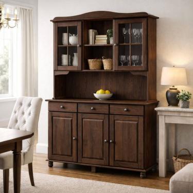 Imagem de Cristaleira Rústica Madeira Maciça Sala Jantar Armário Chão