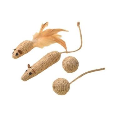 Imagem de Brinquedo De Sisal Para Gatos Com 4 Peças, Rato De Pena, Resistente a 