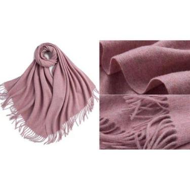 Imagem de Cachecol Feminino Grande Grossa Liso De Caxemira Inverno - Fenix, Rosê