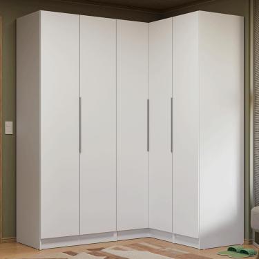 Imagem de Guarda-roupa Modulado De Canto 310 Cm 5 Portas 2 Gavetas Branco Neo Madesa 02