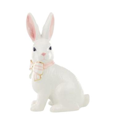 Imagem de Coelho De Pascoa Cerâmica Clássica De Gravata Rosa 1067888 29x18cm 1Unid