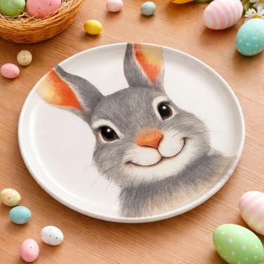 Imagem de Jogo Pratos Sobremesa Bio Sorrisos Páscoa Kit 10pçs 21,5cm