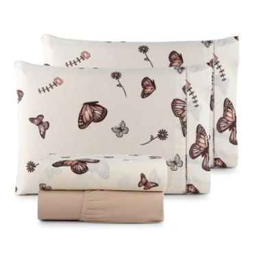 Imagem de Jogo de Cama Queen 4 Peças Estampado 100% Algodão 180 Fios  Conforto e