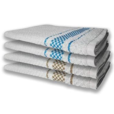 Imagem de 4 Panos De Prato Atoalhado Felpudo Premium Azul+Marrom