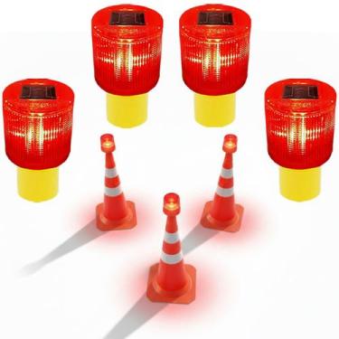 Imagem de Sinalizador Solar Viario Kit 4 Rodovia Cone Transito Avenida Estrada A