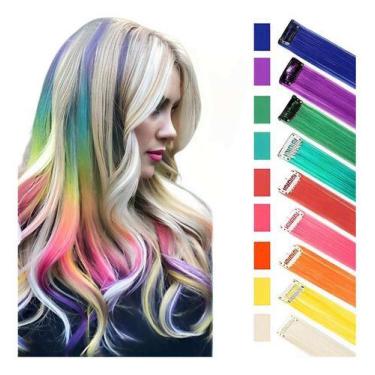 Imagem de Cabelo Mechas Colorida Aplique Tic Tac 70cm Fibra Japonesa - Weng, Tic