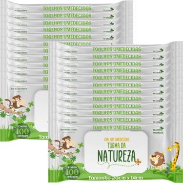 Imagem de Caixa Toalha Umedecida Turma da Natureza 24 Pacotes - Total 2400 Unida