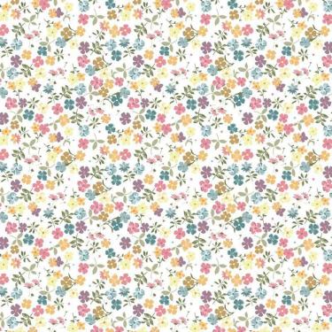 Imagem de Papel Parede Flores Coloridas Com Fundo Branco Adesivo Sala