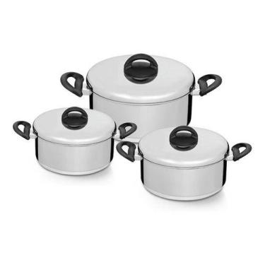 Imagem de Jogo de panela Kit Caçarolas Nigro Criativa Polida 3 peças