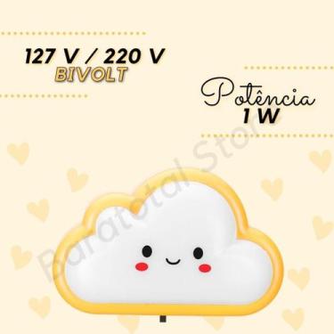 Imagem de Mini Luminária Luz Led Infantil Nuvem Abajur de Tomada Led Infantil Co