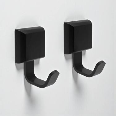 Imagem de Suporte 2 Unid Cabide Cabideiro Gancho Preto