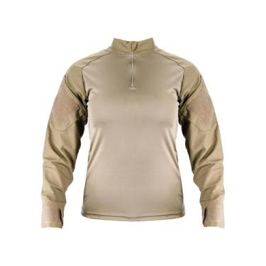 Imagem de Camisa Combat Tshirt Feminina Manga Longa - Safo Militar, Caqui, GG