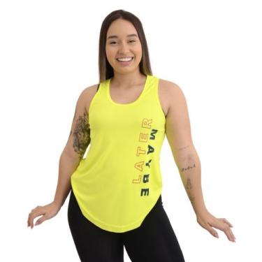 Imagem de Regata Feminina Academia Dry Tapa Bumbum Later Maybe, Amarelo flúor, P