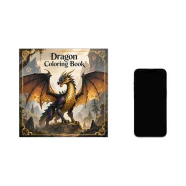 Imagem de Livro De Colorir Para Adultos: Dragão Fofo Com Padrões Marcantes  Pres