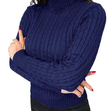 Imagem de Blusa Feminina Tricot Manga Comprida Trancinha Gola Ata Frio - Fran & 