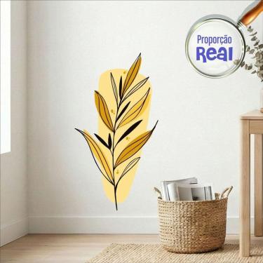 Imagem de Adesivo Floral Boho Amarelo Estilo Nórdico 47x90 Minimalista Mod.03