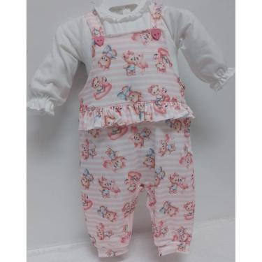 Imagem de Conjunto Bebê Menina Macacão Jardineira + Body Lessa B9358-Feminino