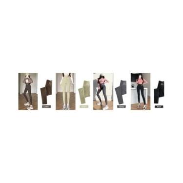 Imagem de Leggings Pretas Femininas De Cintura Alta M-XL, Calças Shark Com Efeit