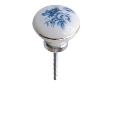 Imagem de Puxador de porcelana para móveis com estampa 06 em latão cromado manig