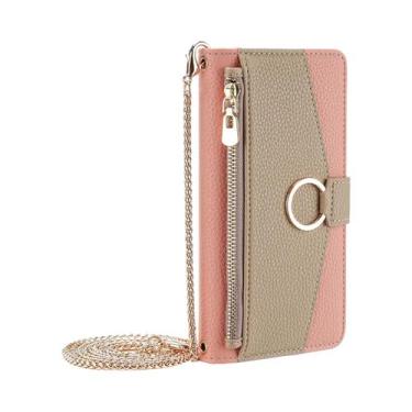 Imagem de Capa De Couro Transversal Com Zíper E Alça Para Motorola G34 G04 G24 G