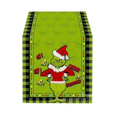 Imagem de Caminho De Mesa Verde De Linho Para O Natal, Decoração De Mesa Festiva