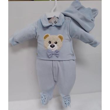 Imagem de Macacão Plush Luxo Bebê Menino Inverno Touca LessaKids B9204-Masculino
