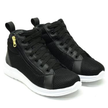 Imagem de Tênis Cano Alto Fitness  Visual Esportivo Street, Tela Respirável e Zí