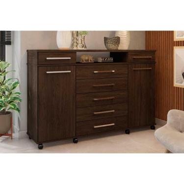 Imagem de Cômoda London 7 Gavetas MDF com Puxador Plástico Branco para Quarto Casal