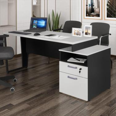 Imagem de Conjunto de Escritório CR25310 Moderno 2 Gavetas em MDF com Corrediça Telescópica Textu...