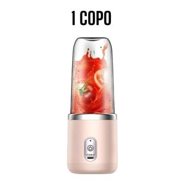 Imagem de Espremedor Portátil OEM Popyo 400 ml com 6 Lâminas em Aço Inox Rosa Bivolt para Suco e Smoothie