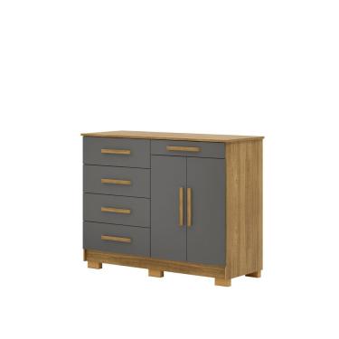 Imagem de Cômoda Sapateira Sirius 5 Gavetas em MDF com Puxador em MDF Amadeirado Nature Alasca