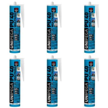 Imagem de Kit 6 Selantes PU40 Unipega 360g Multiuso Vedação Branco - DEPECIL