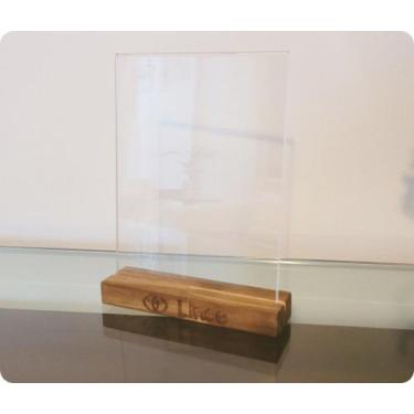 Imagem de Kit com 10 Displays 10x15 de Mesa em Pinus e Acrílico com Gravação Per