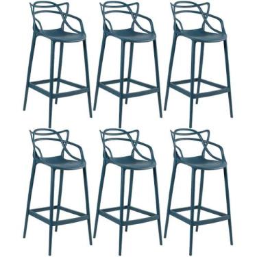 Imagem de Laraz Home Decor, Kit 6 Banquetas Altas Masters Allegra 76 cm - Azul p