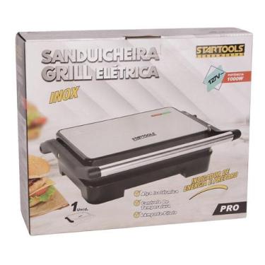 Imagem de Sanduicheira e Grill Inox 1000W com Placas Antiaderentes Removíveis  P