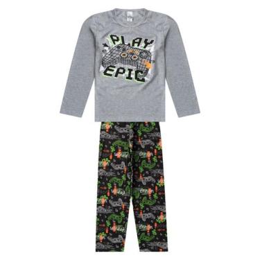 Imagem de Pijama Menino Manga Longa Meia Malha Select Cinza, 10, Cinza